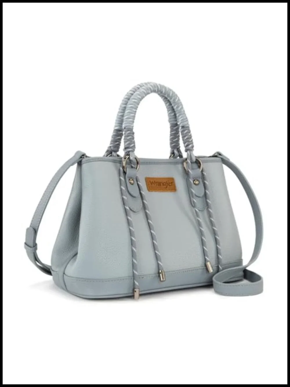 Women's Vegan Leather Satchel Tote with Braided Rope Handle
